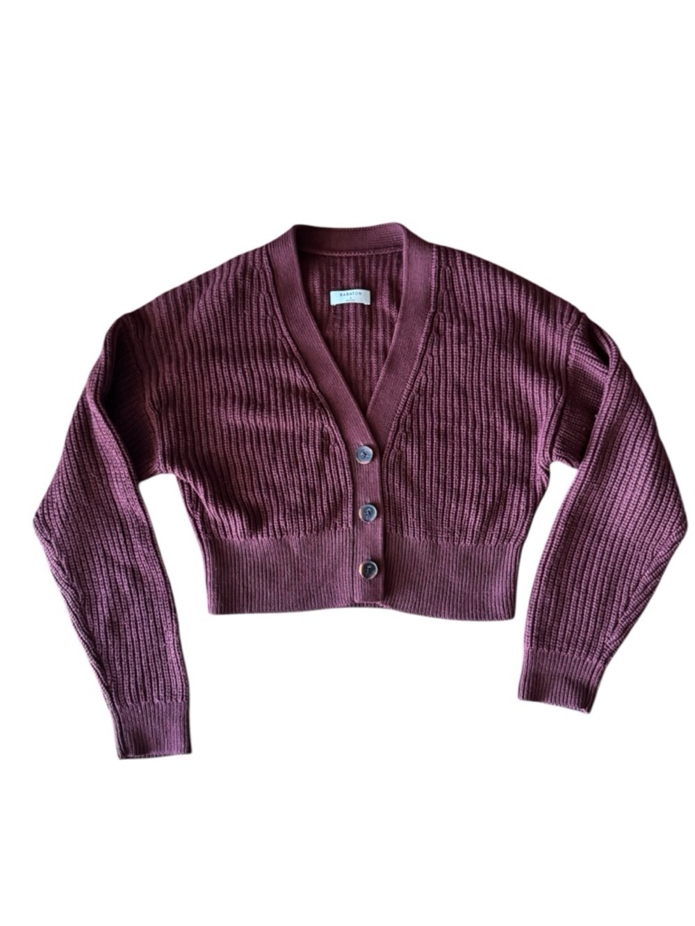 Babaton Aritzia Canberra Cardigan Sweater Merino Wool Maroon Red Button Down